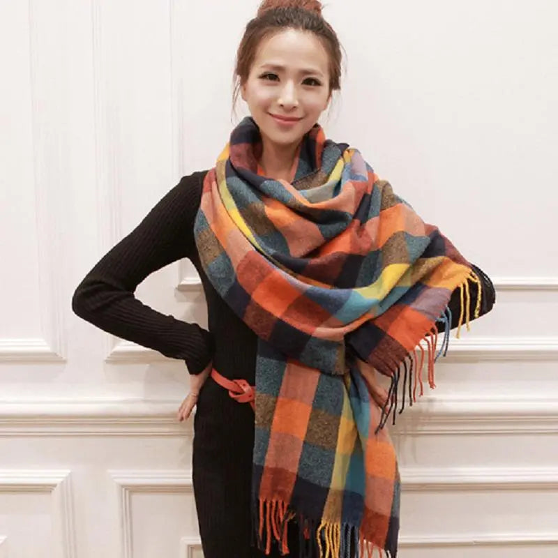 Female Lattice Imitation Cashmere Wild Scarf Shawl