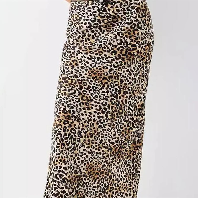 Leopard Print Long Skirt