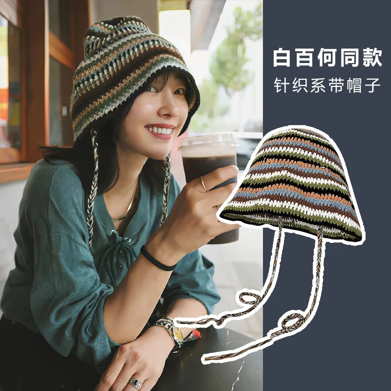 Retro Hollow Flower Handmade Knitted Hat For Women