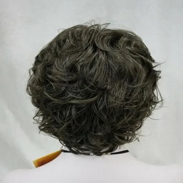Short Mixed Brown Curly Women‘s’ Ladies Daily Natural Hair Cosplay Wigs