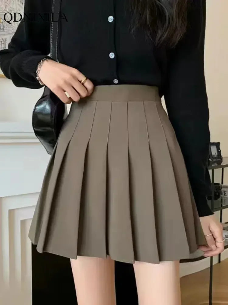 Pleated High-Quality High-Waist  A-Line Mini Skirt