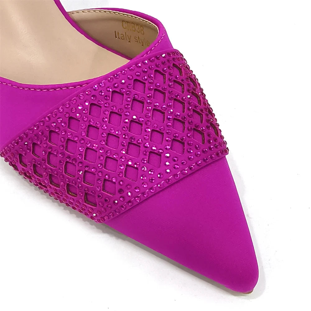 New Elegant Heels & Rhinestone Handbag Set