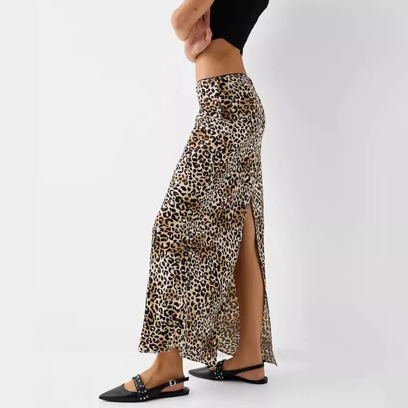 Leopard Print Long Skirt