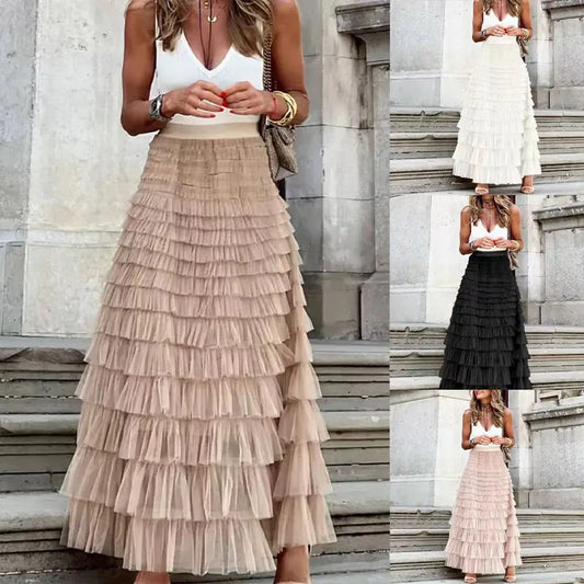 Pleated Long Skirts - Ruffles Design