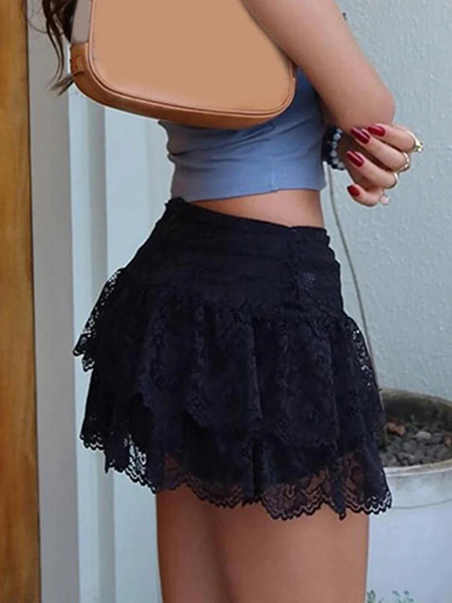 Tiered Lace Mini Skirt