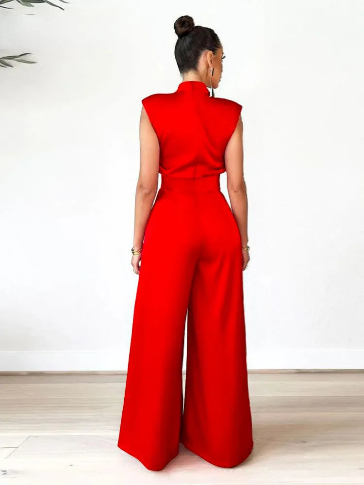 High-Collar Sleeveless Jumpsuits for Women