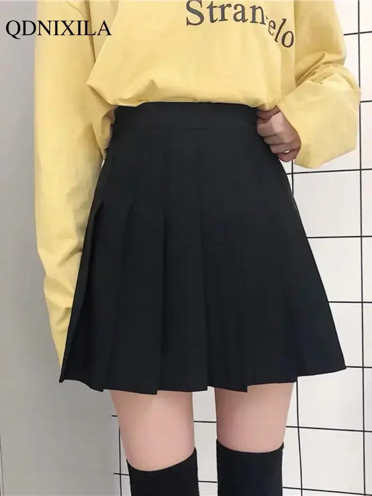 Pleated High-Quality High-Waist  A-Line Mini Skirt