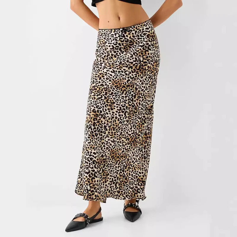 Leopard Print Long Skirt