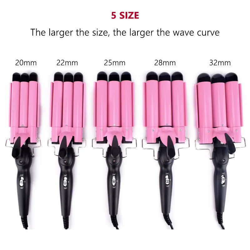 Professional Hair Curling Ceramic Triple-Barrel Hair Curler Irons for Wave Styling