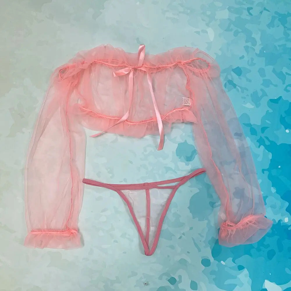 Lace Top + Thong Lingerie Set