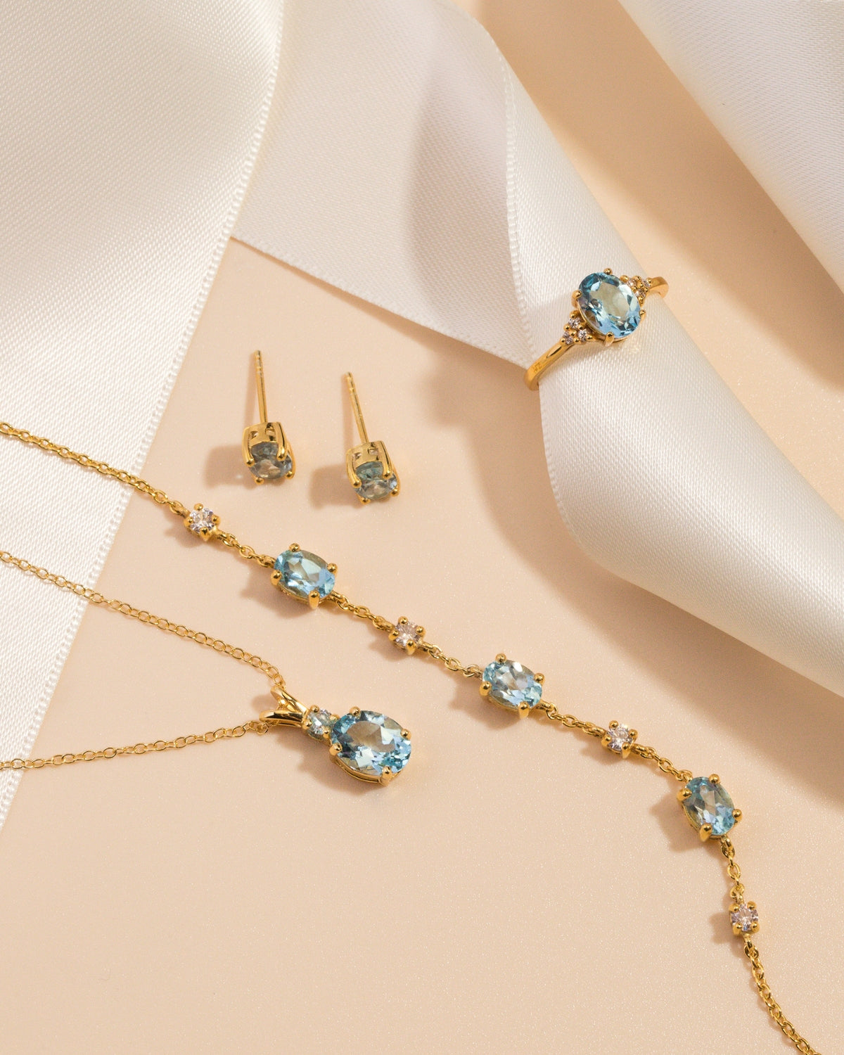 Mini Set 1  - Blue Topaz Jewellery Set in 18k Gold Vermeil