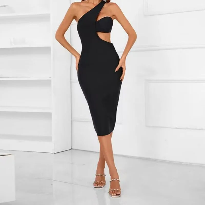 Advanced-Fashion New Tube-Top Slim Diagonal-Collar Dress