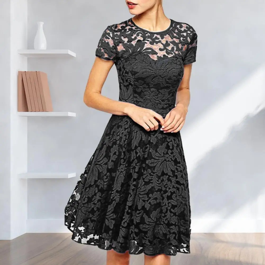 Elegant Round-Neck A-Line Mini Dress