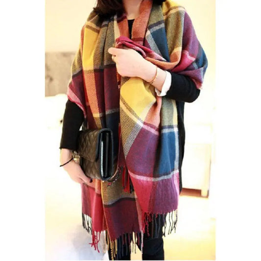 Female Lattice Imitation Cashmere Wild Scarf Shawl