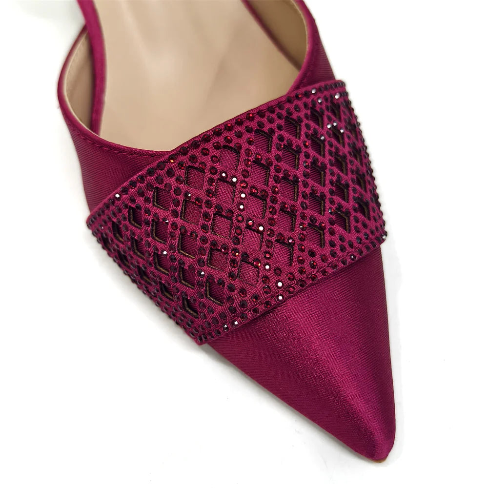 New Elegant Heels & Rhinestone Handbag Set