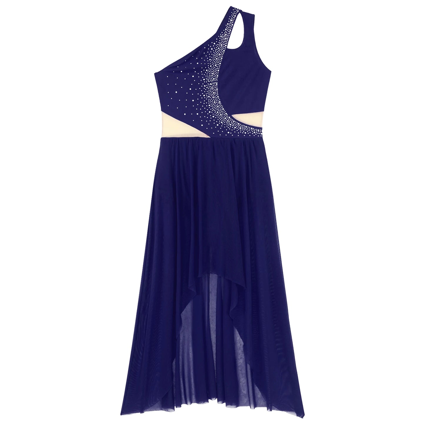 Women Lyrical Dance Costume Sleeveless Rhinestone Ballet Gymnastic Leotard Skirt with Crop Top Set Contemporary Dance Dress