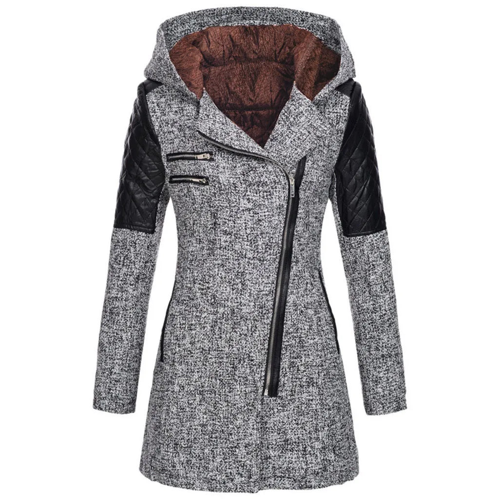 Warm Slim Thick Parka Hooded Zipper Overcoat For Women