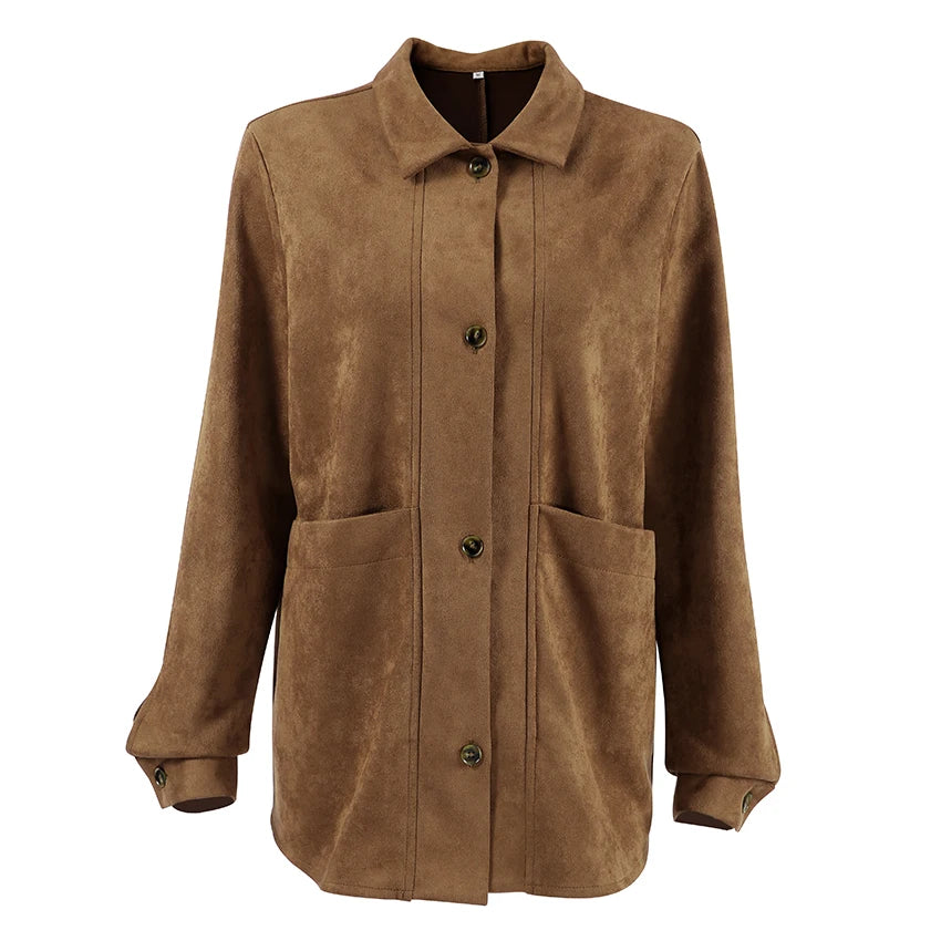 Fashion Brown Deerskin Velvet Coat