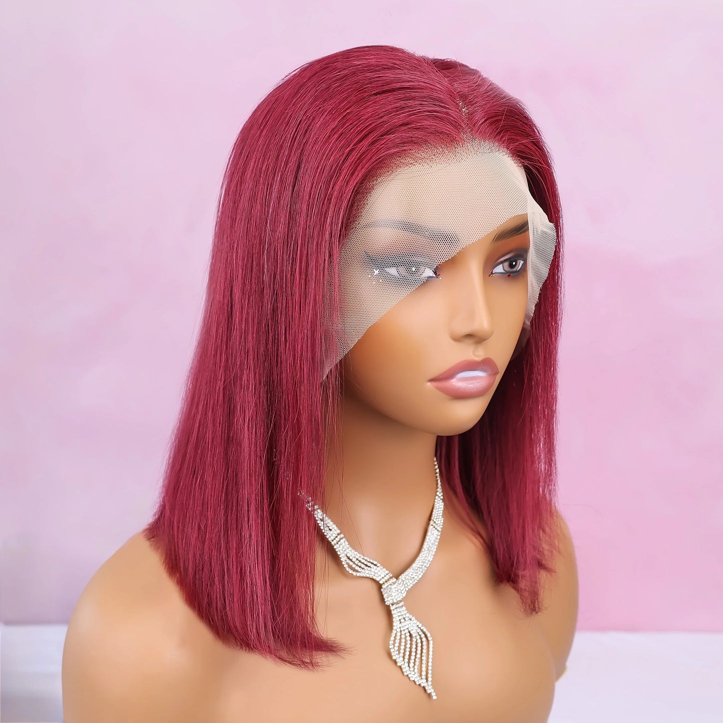 Burgundy Straight Short Brazilian Human Hair Wig