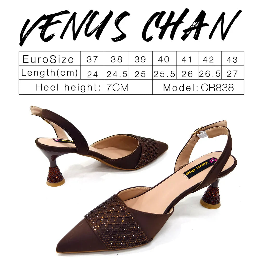New Elegant Heels & Rhinestone Handbag Set