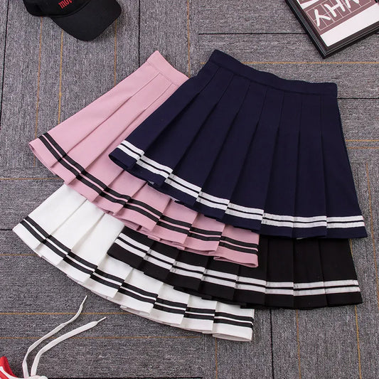 High-Waist Pleated Elastic-Waist Mini Skirt