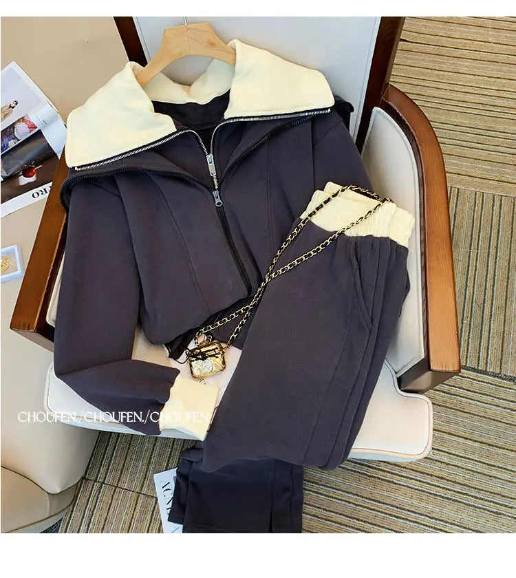 Women Y2K Suit Sweatershirt Top And Pant Two Piece Set Matching Outfit Female Winter Korean Casual Free Shipping Clothing 2023