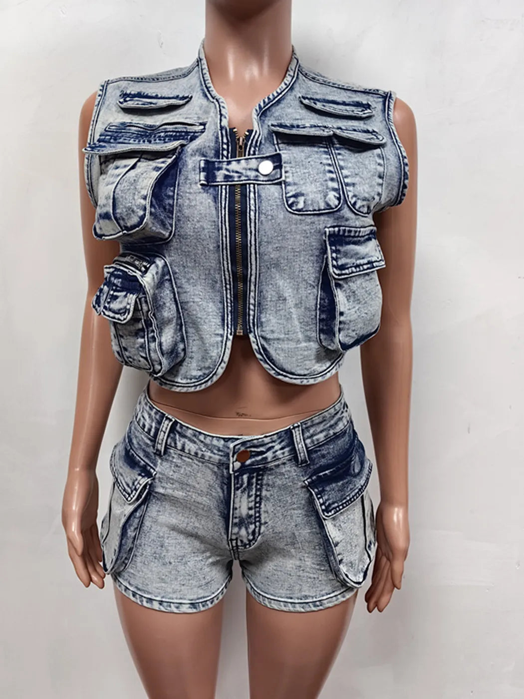 Denim  Two-Piece Short Pants Outfit