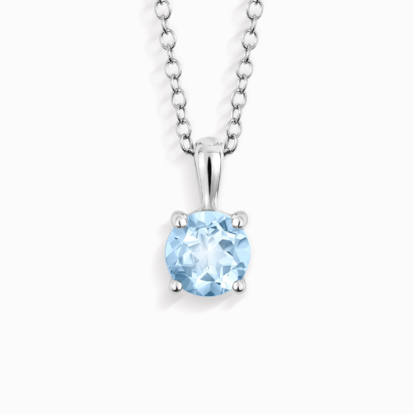 Sky Blue Topaz Solitaire Pendant Necklace in Sterling Silver