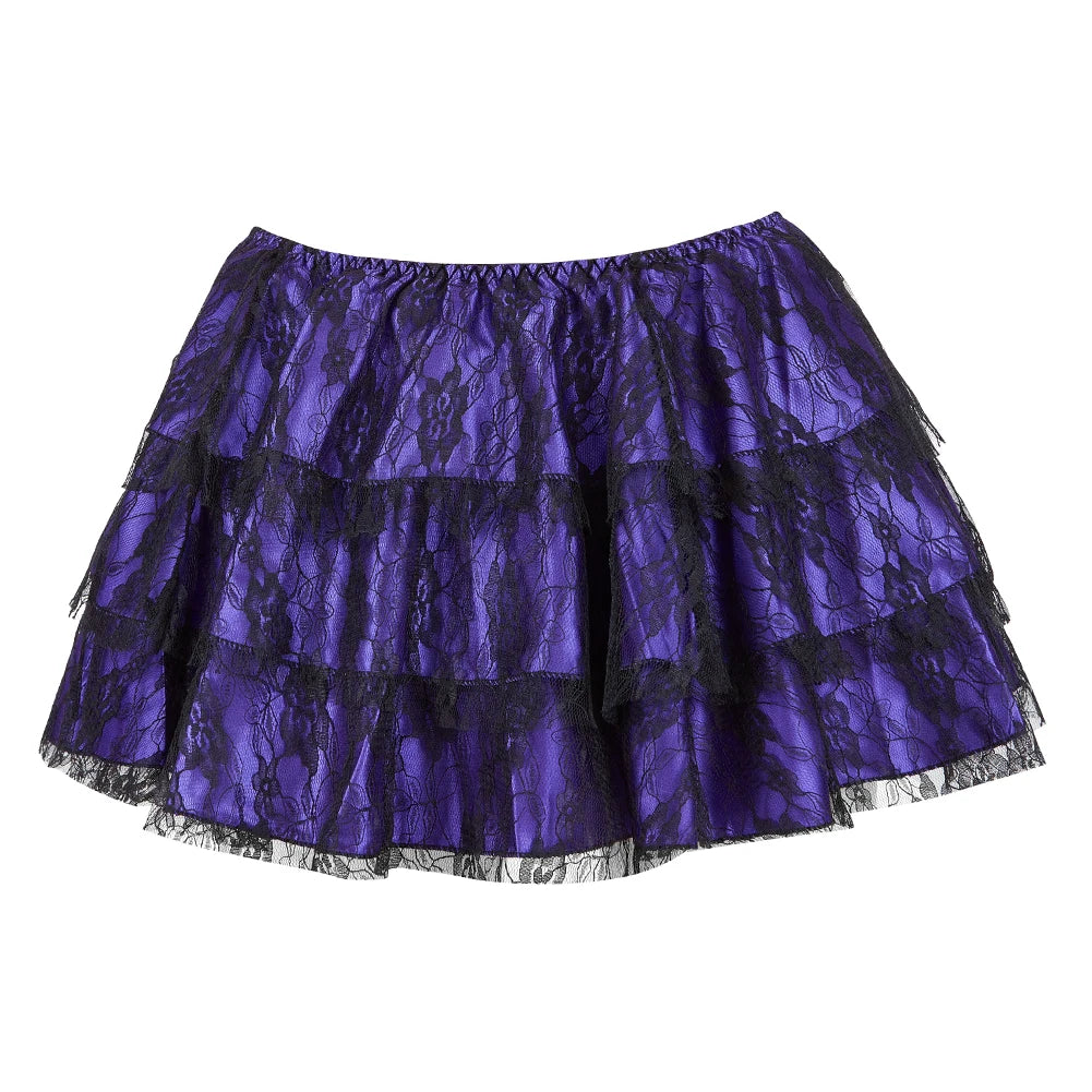 Layered Mesh Lace Pleated Gothic Mini Skirt