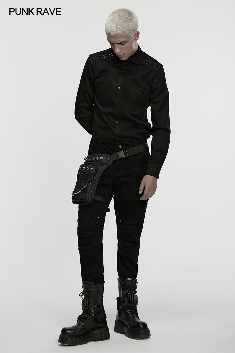 Cyberpunk Chain & Skull Hardware Waist–Leg Bag