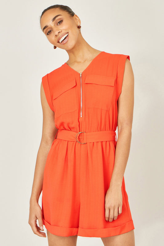 Orange Utility-Style Playsuit