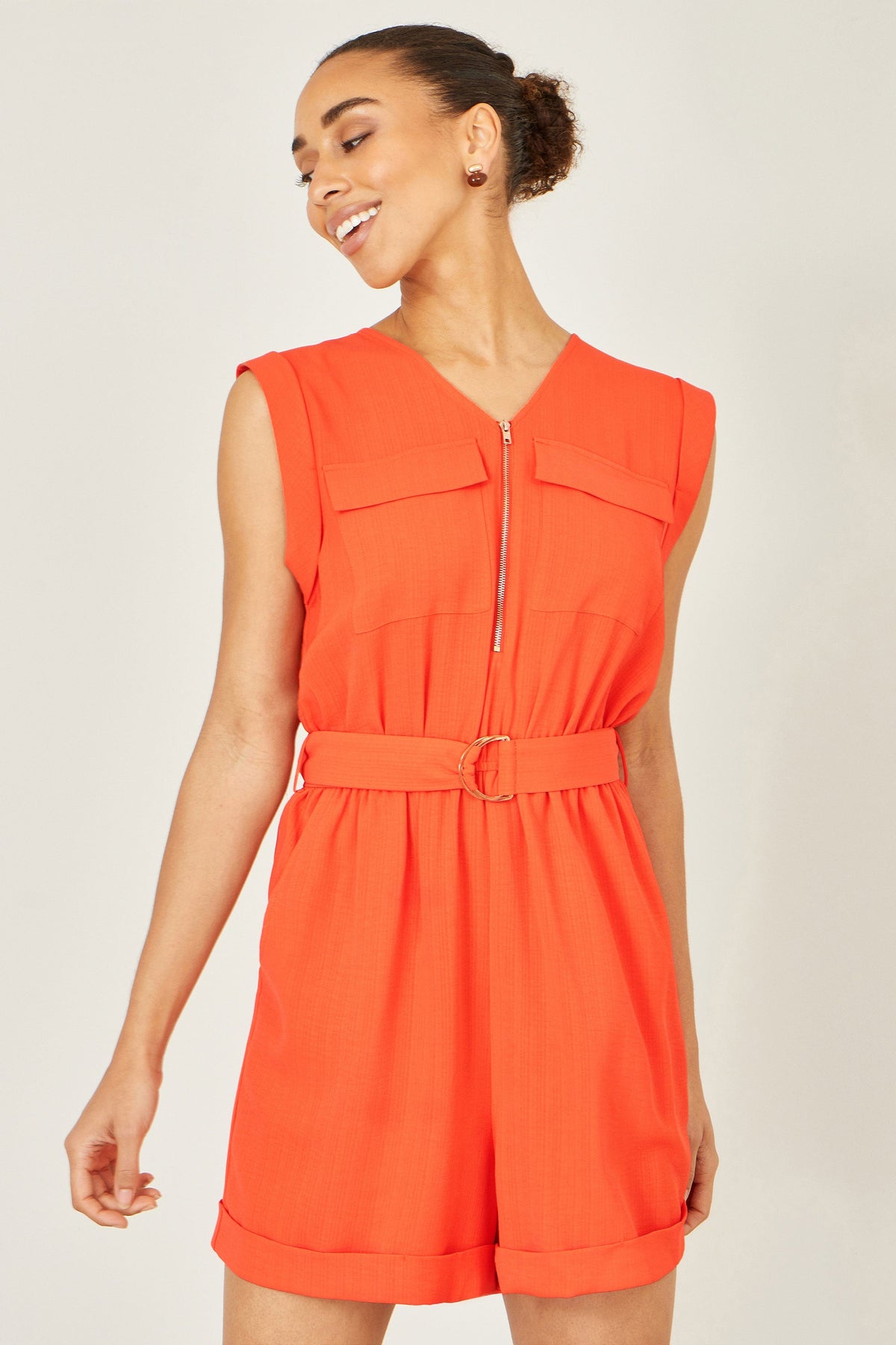 Orange Utility-Style Playsuit