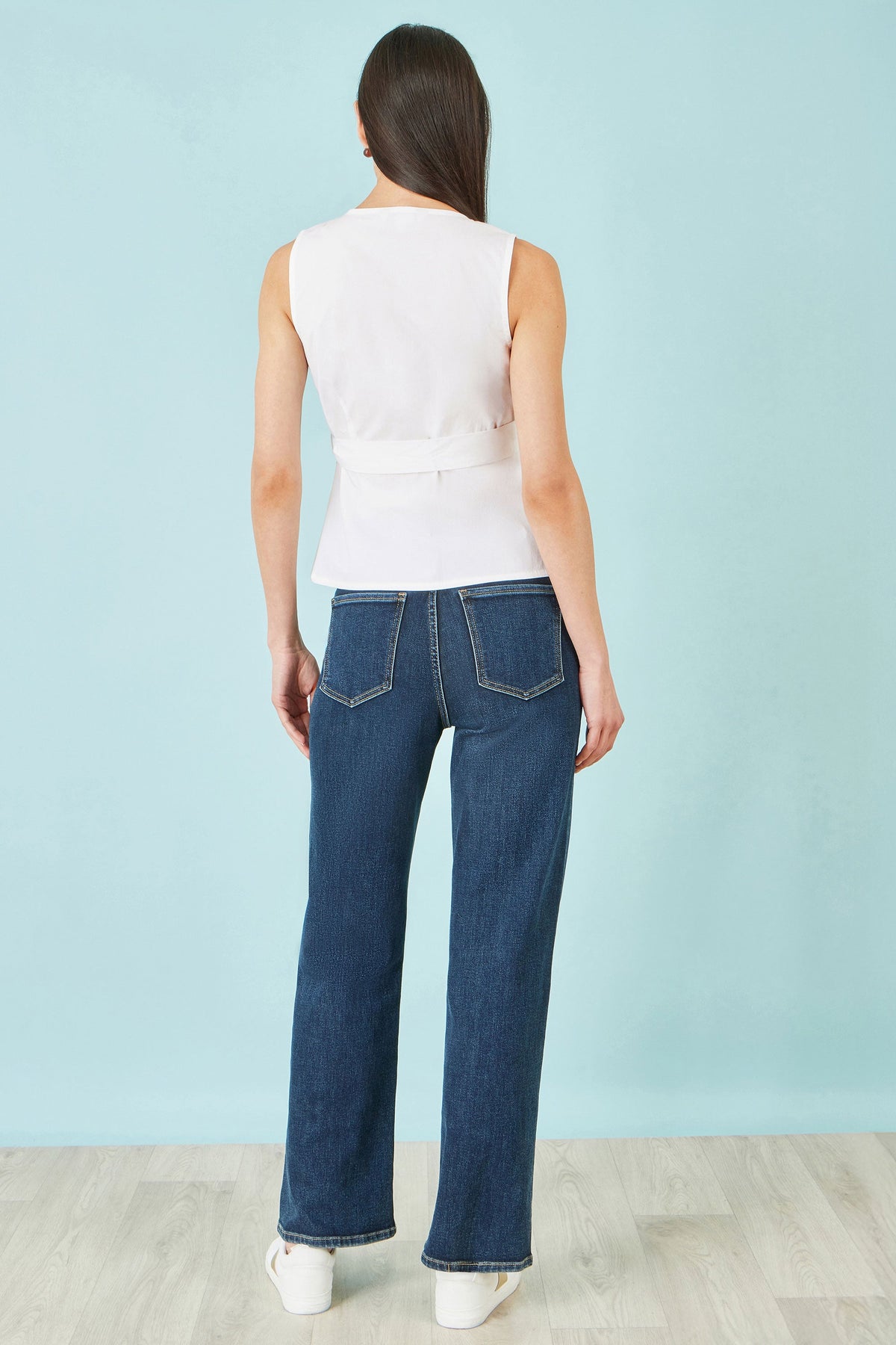 White Stretch Cotton Embroidered Wrap Top