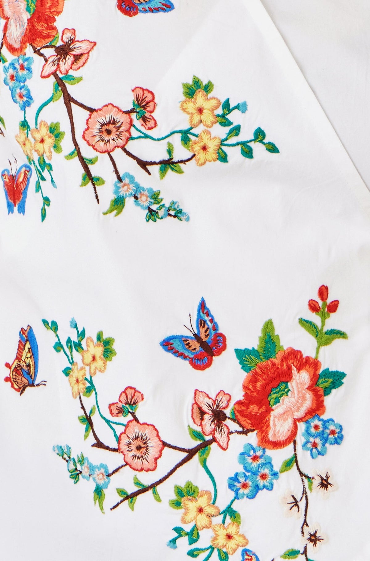 White Stretch Cotton Embroidered Wrap Top