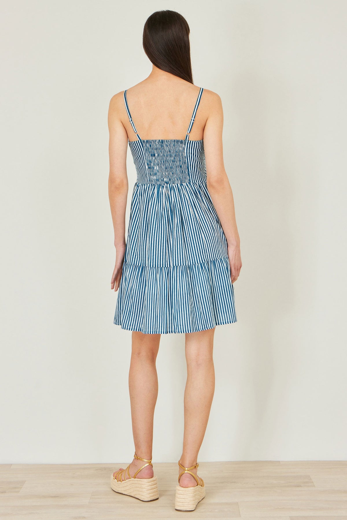 Blue Stripe Cotton Mini Sun Dress