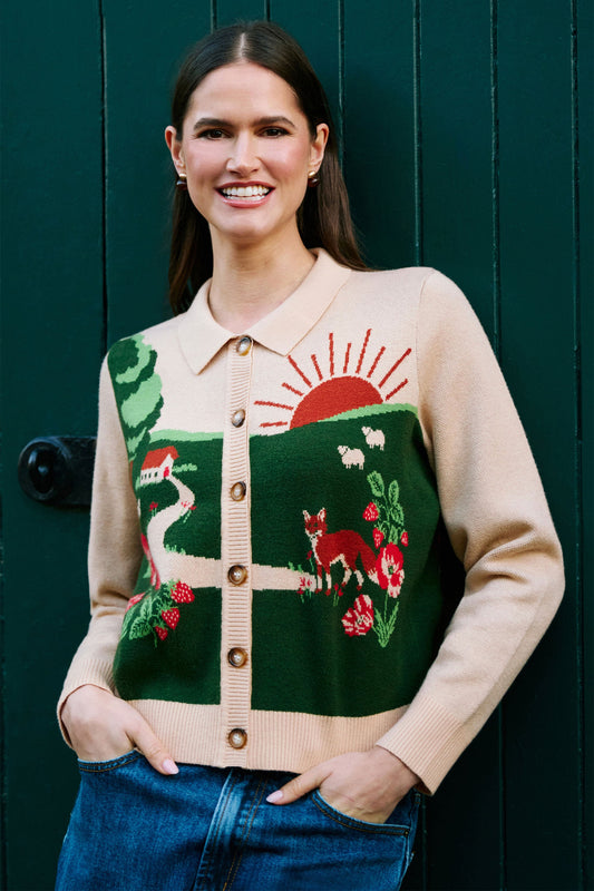 Fox Scene Viscose Knitted Box Jacket