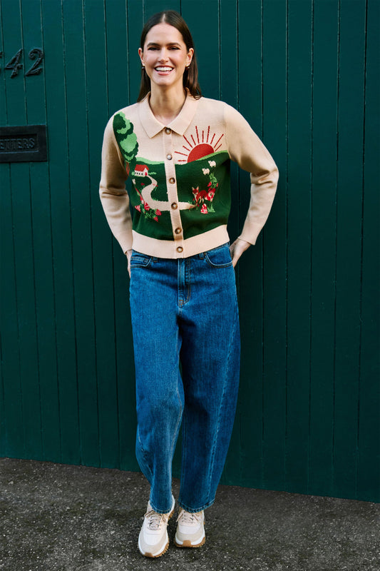 Fox Scene Viscose Knitted Box Jacket