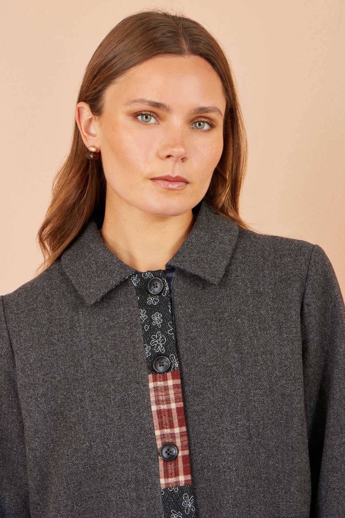 Grey Patchwork Boxy Jacket