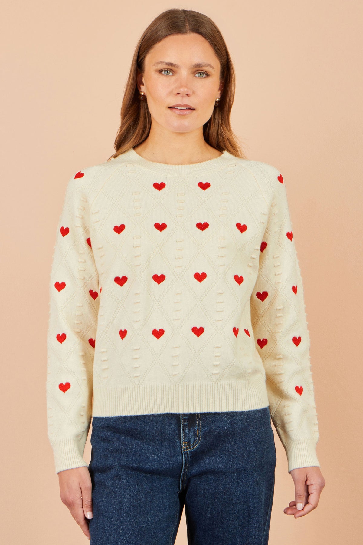 Ivory Embroidered Heart Jumper