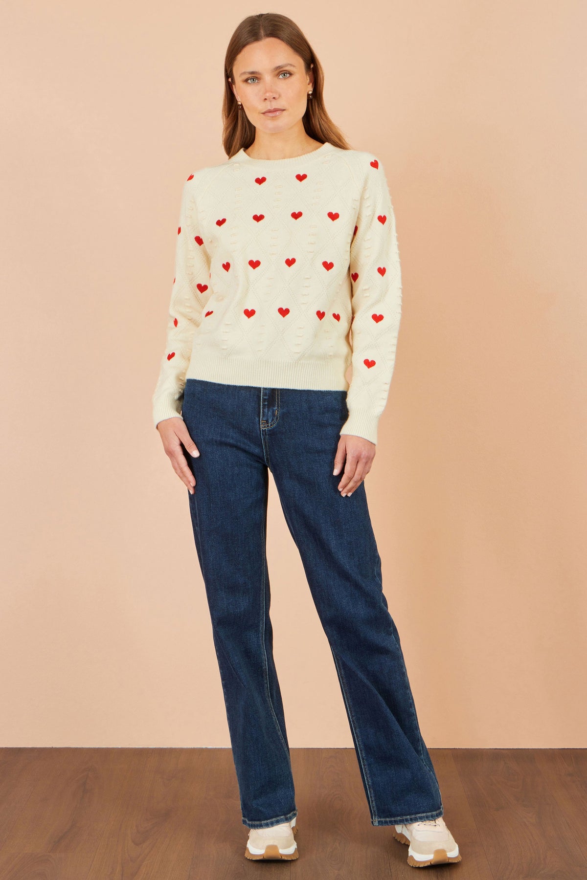 Ivory Embroidered Heart Jumper