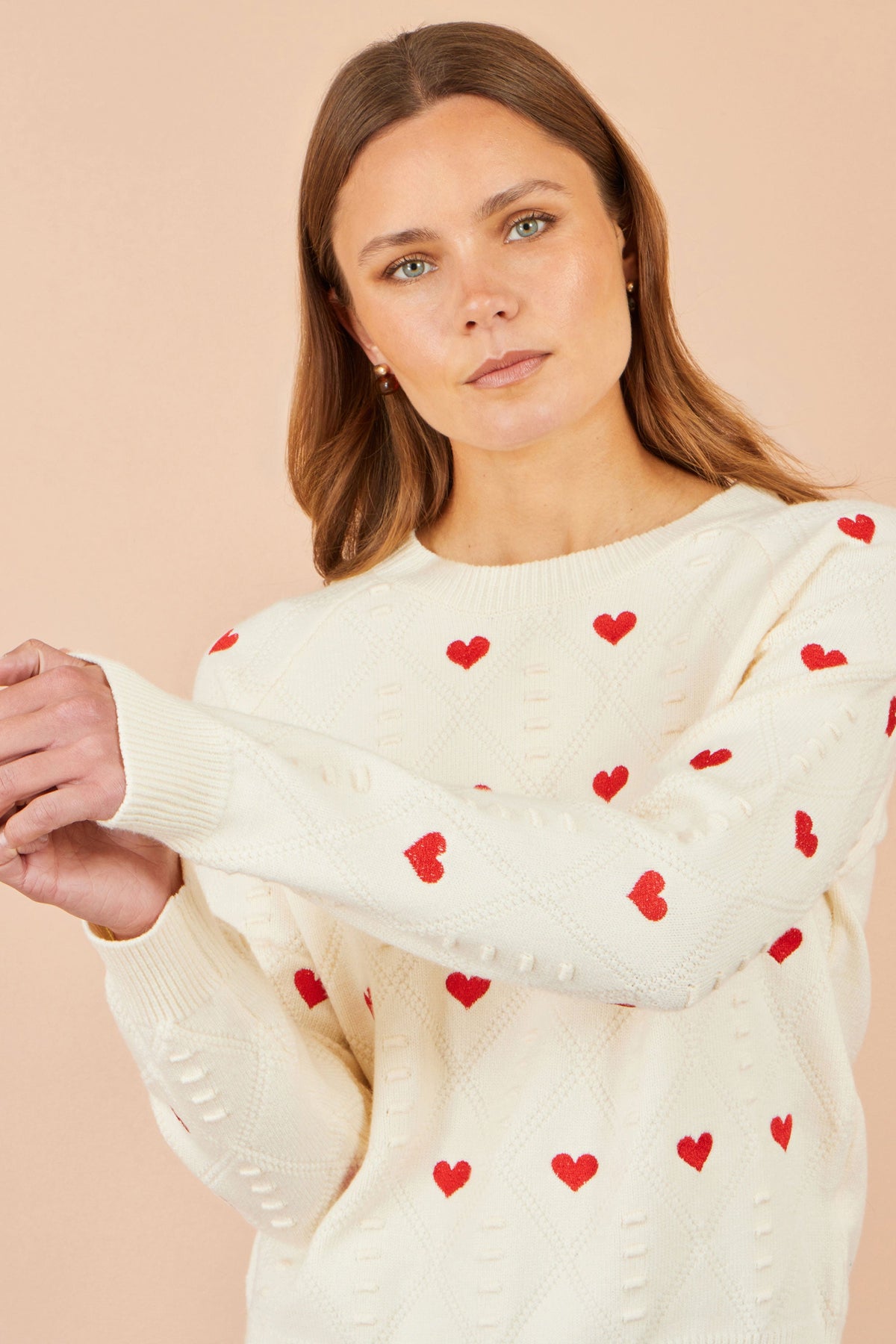 Ivory Embroidered Heart Jumper