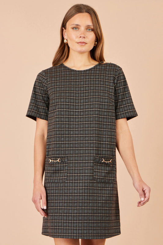 Brown Check Tunic With Buckles
