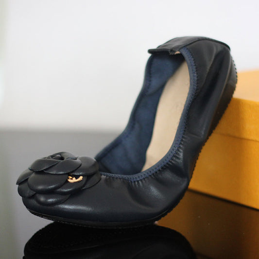 Genuine Leather Non-Slip Shallow Mouth Flat Shoes For Women