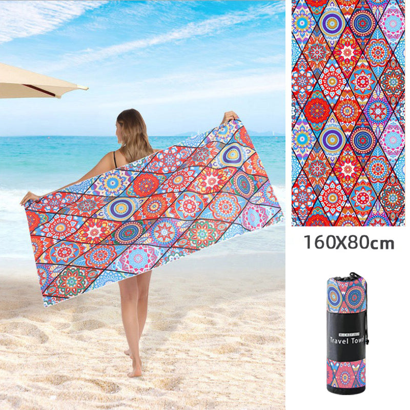 Printed Beach Towel - Microfibre Double-Sided Fleece Beach Towel