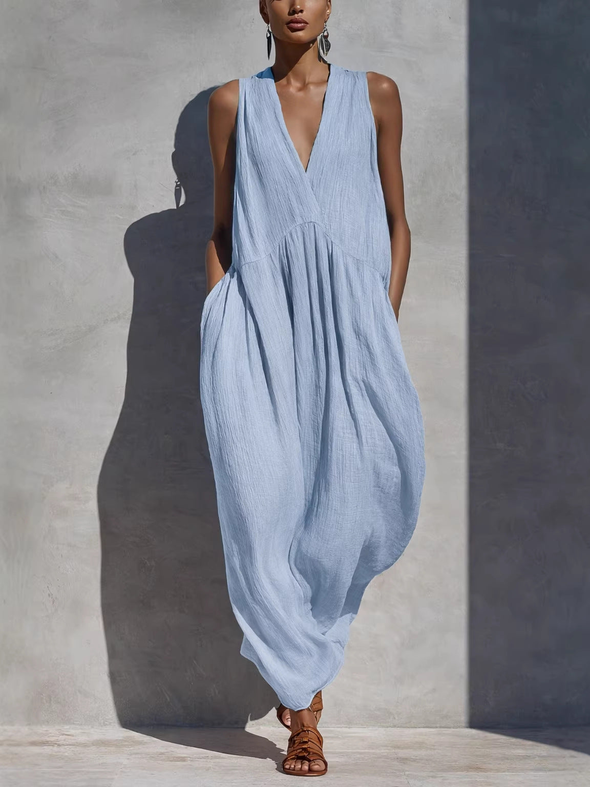 V-Neck Resort-Style Dress