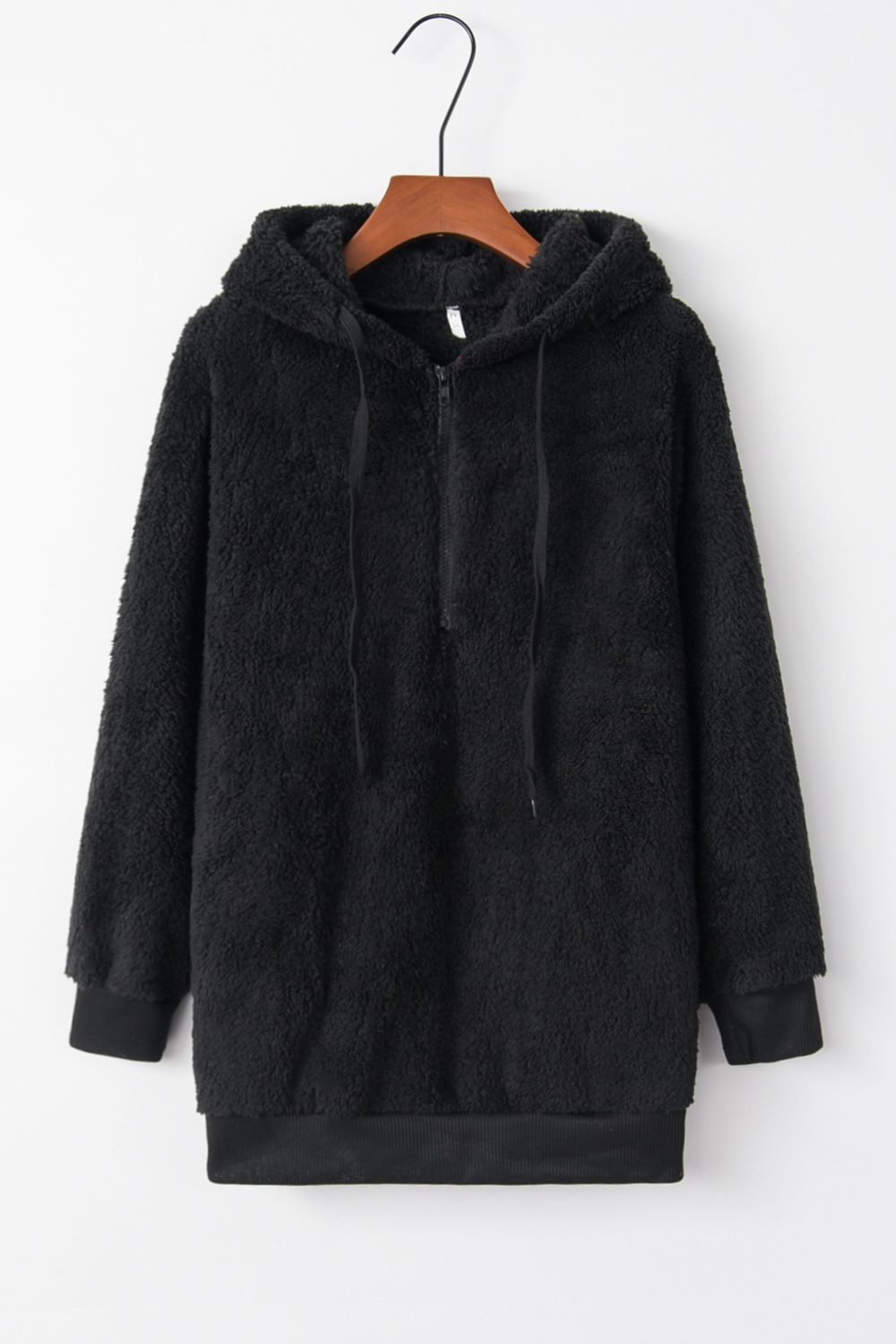 Quarter-Zip Drawstring Teddy Hoodie - US Only