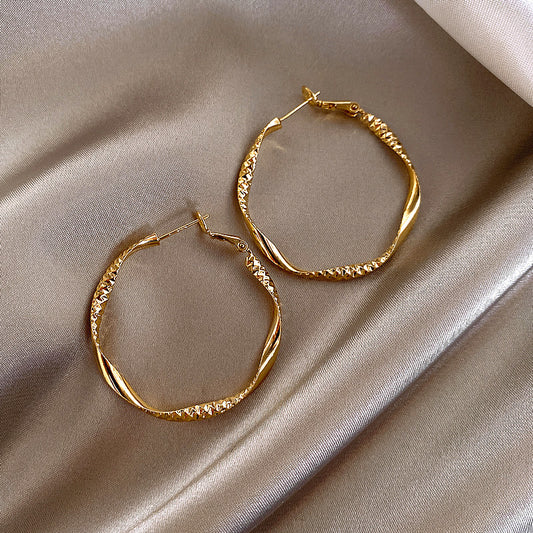 Women's Geometric Hoop Twisted Floral Earrings