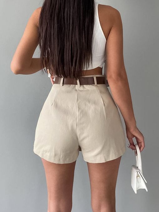 Solid-Colour High-Waist Skirt
