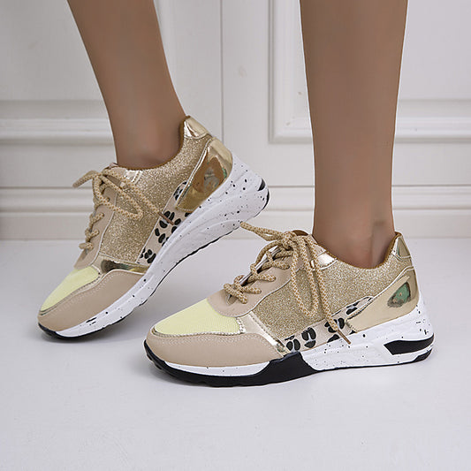 Wedge Flat Lace-Up Sneakers