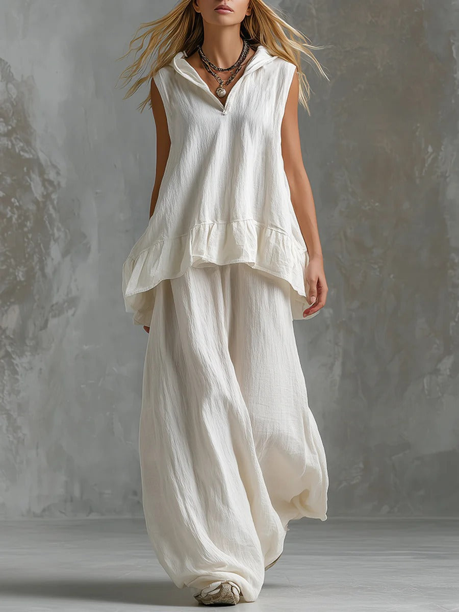Sleeveless Top & Wide-Leg Pants Outfit